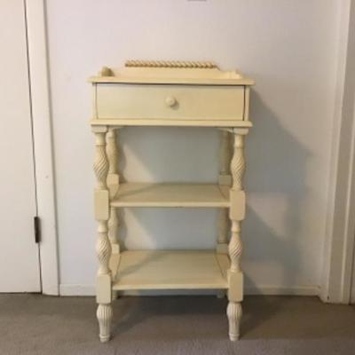 B3-103 Vintage Tall White Nightstand 