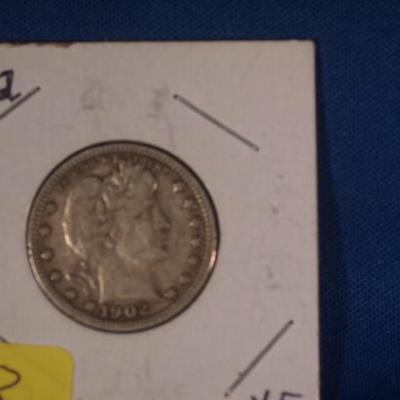 1902 Barber Silver Quarter 