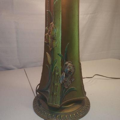 Vintage Charles Parker Iris Lamp and Slag Glass Shade