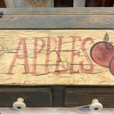 Wooden hand painted box Apple art 