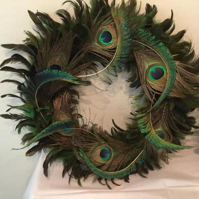 L-111 Pair of peacock feather wreaths