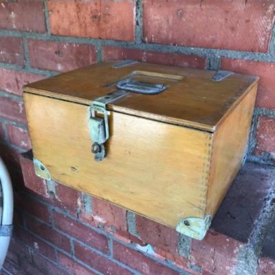 Vintage wooden box hinged top and latch