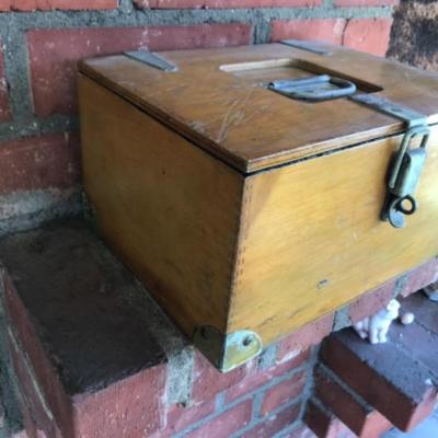 Vintage wooden box hinged top and latch