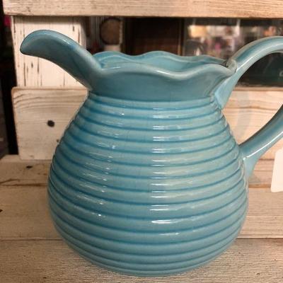 Blue ceramic pitcher 