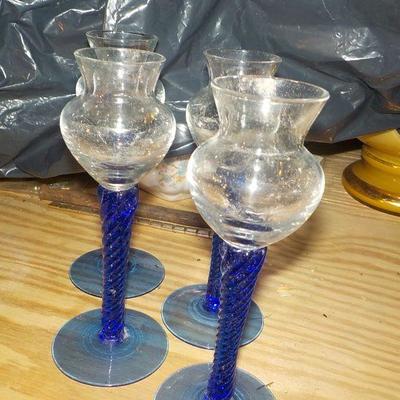 4 - Stunning Cobalt rock crystal cordials.