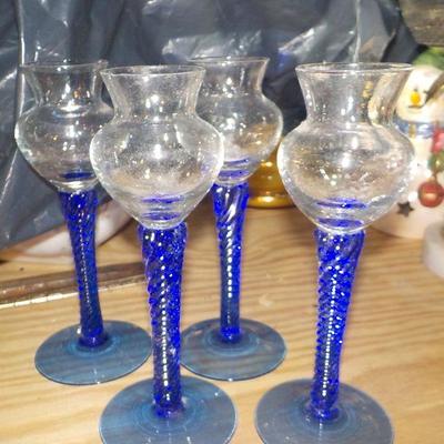 4 - Stunning Cobalt rock crystal cordials.