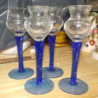 4 - Stunning Cobalt rock crystal cordials.