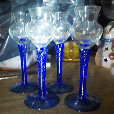 4 - Stunning Cobalt rock crystal cordials.