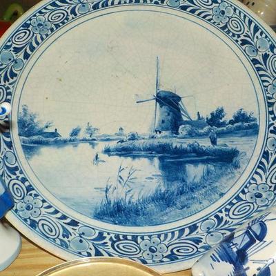 4 - piece Delft China and figurine set.
