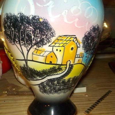 Vintage Hand painted 14 in. vase from Italy.