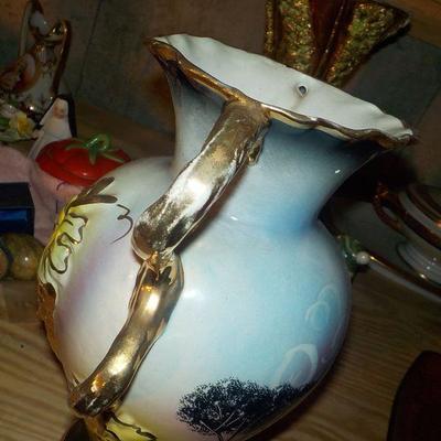 Vintage Hand painted 14 in. vase from Italy.