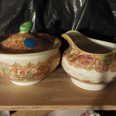 Enoch Woods Sugar and Creamer country design.