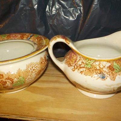 Enoch Woods Sugar and Creamer country design.