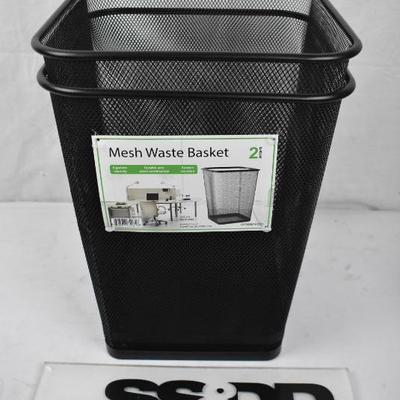 2x Greenco Mesh Wastebasket Trash Can, Square, 6 Gallon, Black, $22 Retail - New