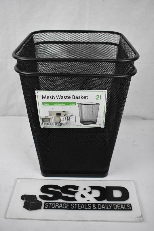 Silver, Square 6 Gallon Greenco Mesh Wastebasket Trash Can 2 Pack
