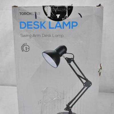 Torchstar Metal Swing Arm Desk Lamp, Interchangeable, Black, $20 Retail - New