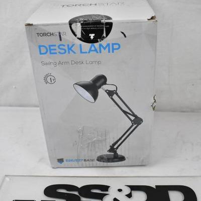Torchstar Metal Swing Arm Desk Lamp, Interchangeable, Black, $20 Retail - New