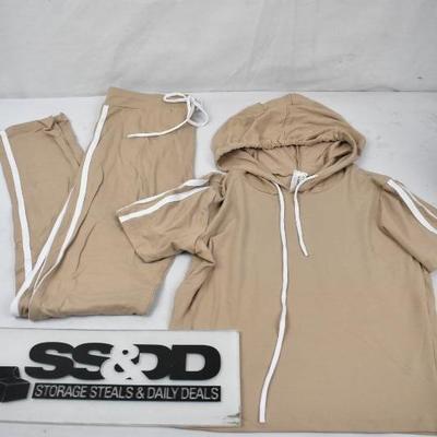 2 pc Lounge Outfit, Tan/White. Size Large, More Like Small. Super Soft - New