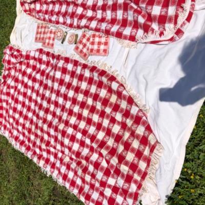 Retro Camping  red white checkerboard tablecloths for outdoor table picnic bench