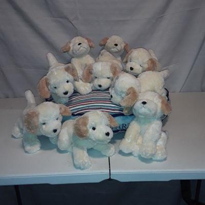 F.A.O. Schwarz 9 toy puppies and dog bed