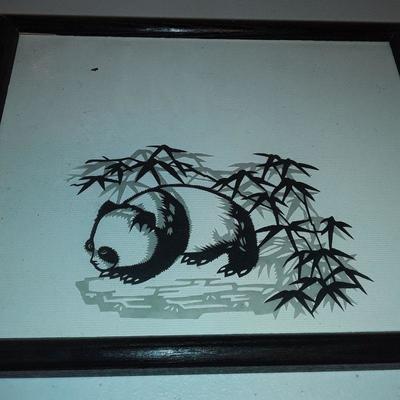 Toyo Lacquer tray and two panda prints