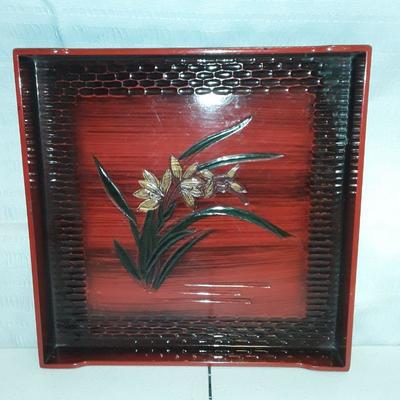 Toyo Lacquer tray and two panda prints