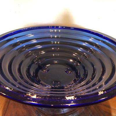 Footed cobalt blue bowl