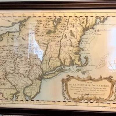 Carte DeLa Nouvelle Angleterre Map with COA $150.00