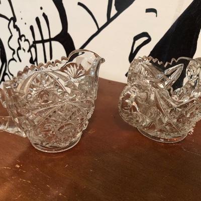 Large cut crystal sugar and creamer