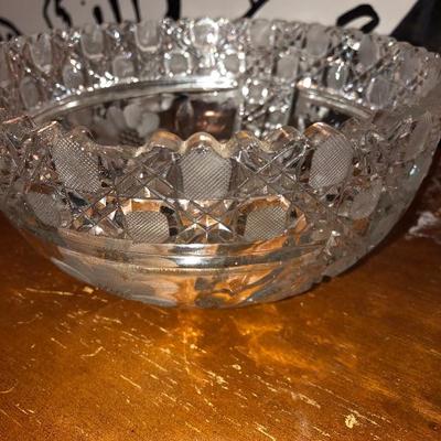 Etched cut crystal bowl