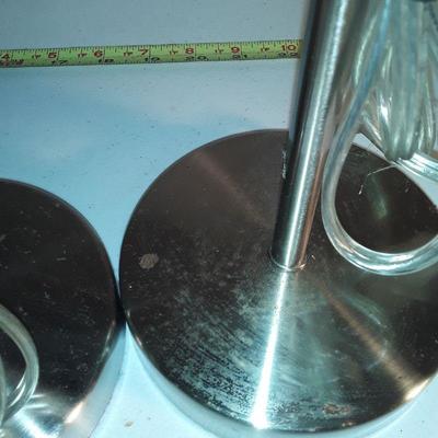 Pair of silver tone table lamps