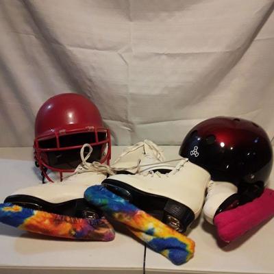 Lot Girls Ice skates and helmets