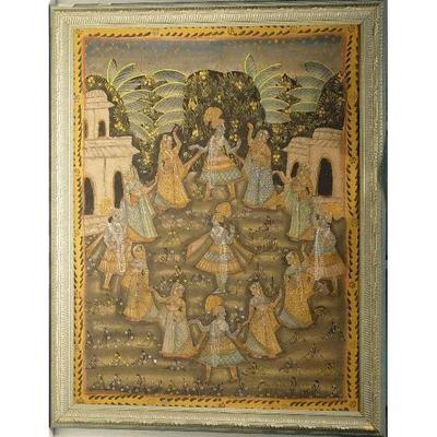 Original Indian Minatory Painting on silk,Â 45