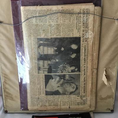 G-125 Framed WW2 newspaper and life off the moon magazine