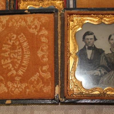 Set of 3 Tintype Photos of Couple in Cases