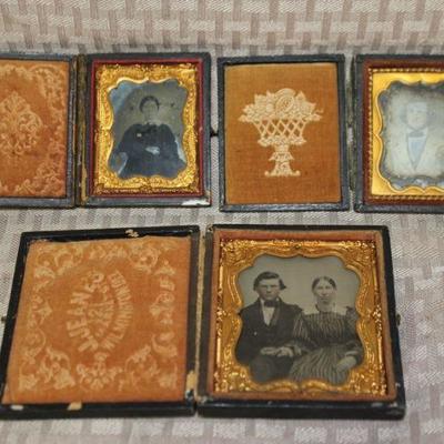 Set of 3 Tintype Photos of Couple in Cases