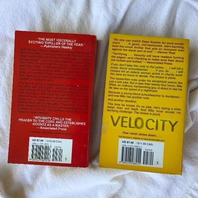 Summer Reads! Dean Koontz paperback books (2) INTENSITY & VELOCITY 