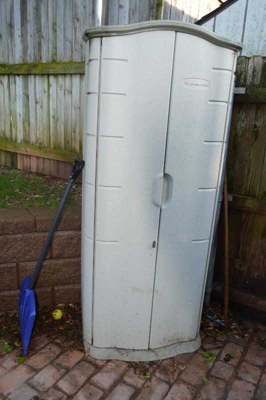 Large upright weather proof outdoor storage closet
