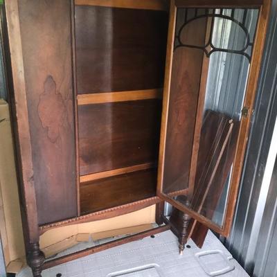 Vintage China Cabinet With Glass Front & Key