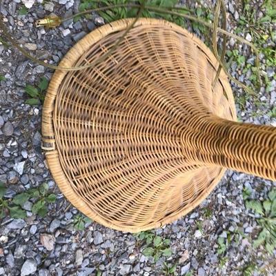 Beautiful Vintage Floor Wicker Lamp With Shade