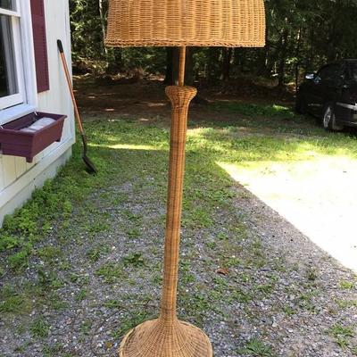 Beautiful Vintage Floor Wicker Lamp With Shade