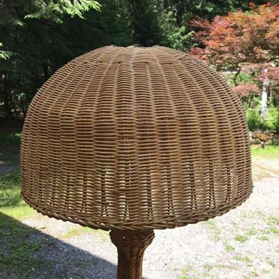 Beautiful Vintage Floor Wicker Lamp With Shade