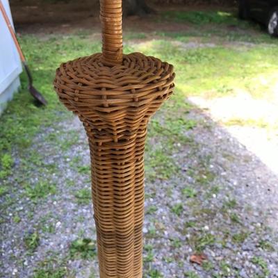 Beautiful Vintage Floor Wicker Lamp With Shade