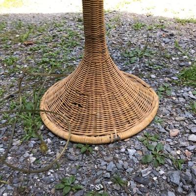 Beautiful Vintage Floor Wicker Lamp With Shade