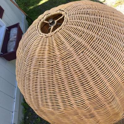 Beautiful Vintage Floor Wicker Lamp With Shade