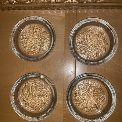 5 Piece Set of Etched Glassware Tray And 4 Dishes
