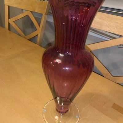 Beautiful Ruby Colored Vase Made In Poland