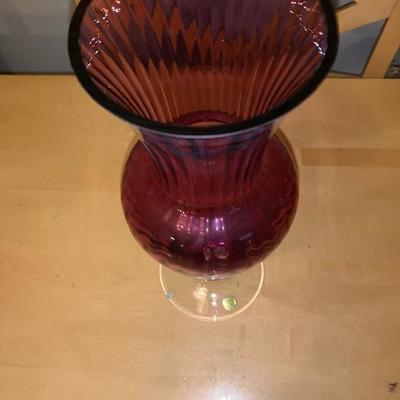 Beautiful Ruby Colored Vase Made In Poland