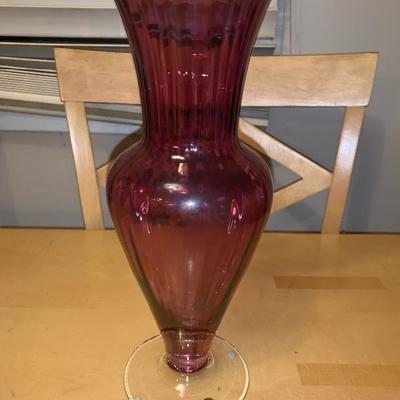 Beautiful Ruby Colored Vase Made In Poland
