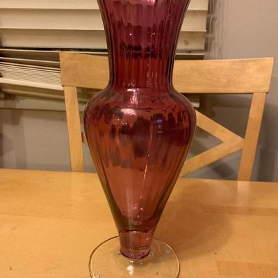 Beautiful Ruby Colored Vase Made In Poland